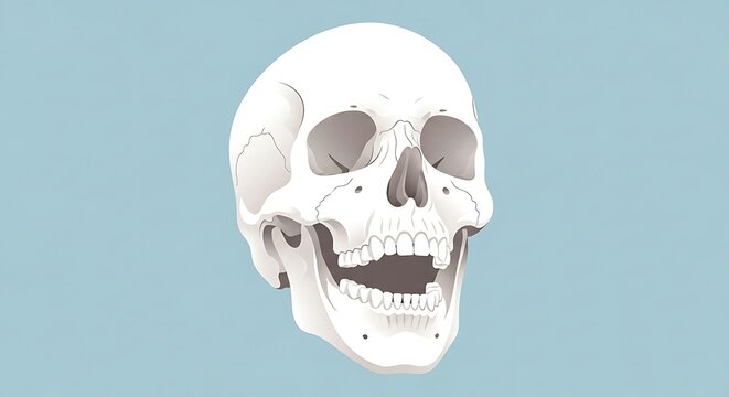 Human Skull Anatomy with Open Jaw.