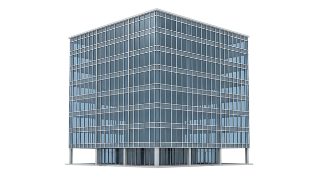 Modern glass building with multiple floors - Powered by Adobe