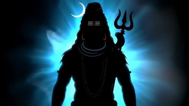 Hindu God Shiva Silhouette with Blue Aura.