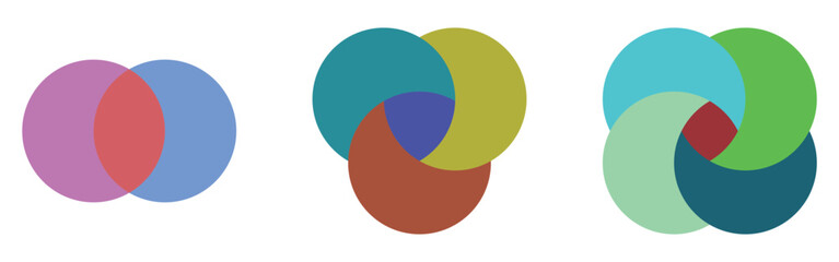 Vector graphical round diagram. Modern infographic diagram set. Isolated modern vector venn-diagram icons set on white background.  EPS 10. 