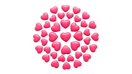 Cluster of pink hearts on a transparent background