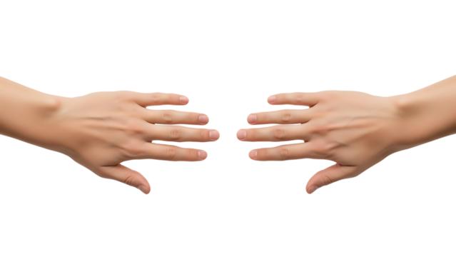 Two hands reaching out to touch - Powered by Adobe