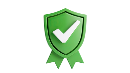 Green Shield with White Check Mark and Ribbons
