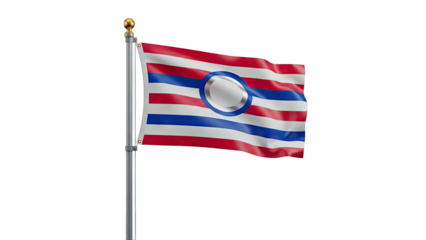 Hawaii State Flag Waving on Pole