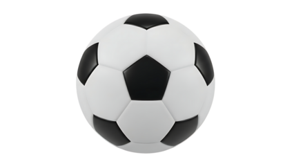 Black and white soccer ball on transparent background