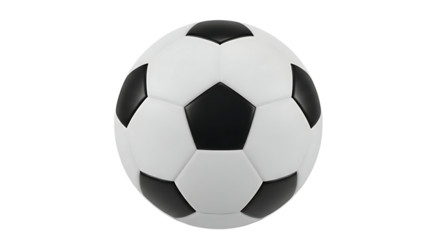 Black and white soccer ball on transparent background - Powered by Adobe