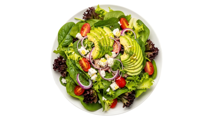 Fresh green salad with avocado and tomatoes