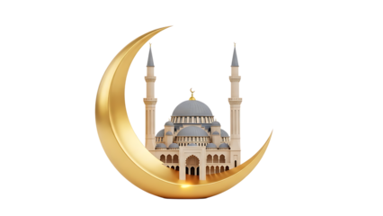Golden Crescent with Mosque Illustration