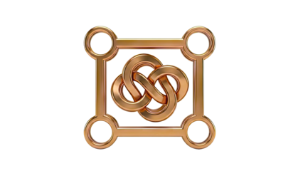 Golden Celtic Knot in Square Frame