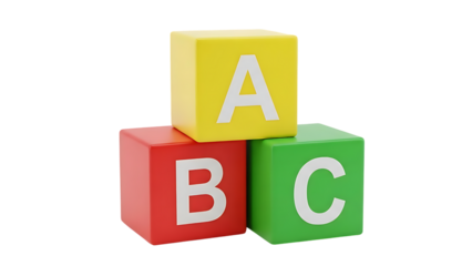 Three Colored Blocks with Letters ABC