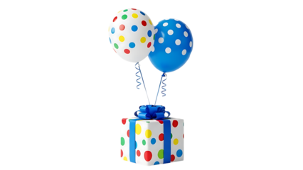 Two Polka Dot Balloons and Gift Box