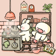 Valentine of cooking time, Set of valentines day doodle sticker vector flat illustration. Collection of love symbol and romantic elements cartoon character. Hand drawn 14 february isolated bundle