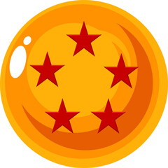 Obraz premium Set of seven orange crystal balls with red stars isolated on white background