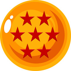 Obraz premium Set of seven orange crystal balls with red stars isolated on white background