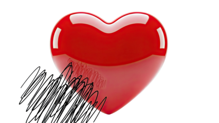 Red Heart with Black Scribble Effect
