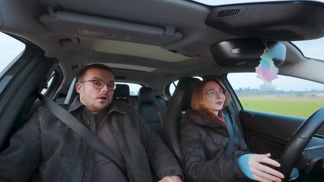 Passenger wakes up startled during sudden braking while driving