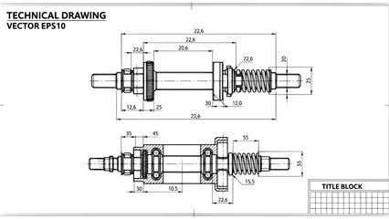 Technical drawing of mechanical component with dimensions