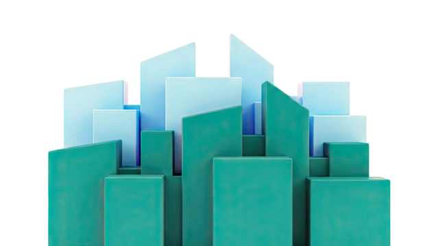 Abstract geometric shapes in shades of blue and teal - Powered by Adobe