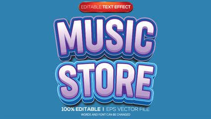 Fototapeta premium 3d text effect music store theme