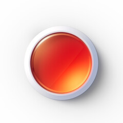 Red push button isolated on transparent background - 3d illustration