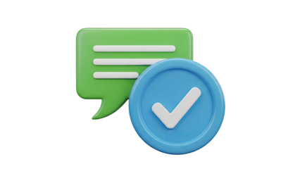 Chat bubble with a checkmark icon