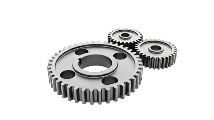 Interlocking Dark Gray Gears on White Background