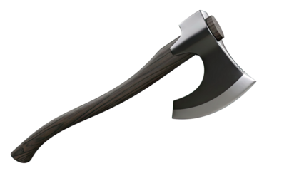 Modern Wood Handle Axe with Dark Metal Head