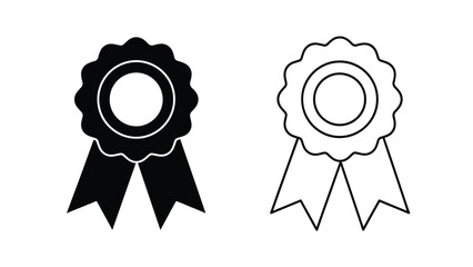 Award ribbons icon set - Glyph and solid icon set - Flat Design Icon - line icon set - Flat Vector icon, icon, Editable stroke icon, Modern icon collection