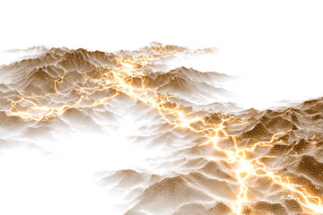 Stunning mountain landscape with glowing golden light and dynamic energy
