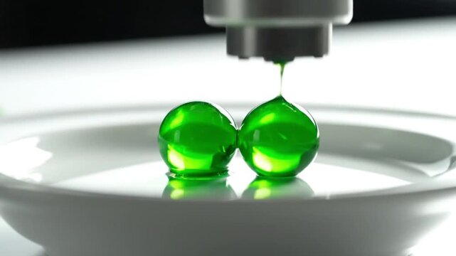 Molecular Gastronomy Spherification | 4K Robotic Precision Placement of Green Liquid Spheres