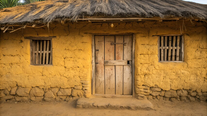 Close-up of an Indian village hut
