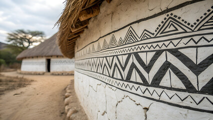 Close-up of an Indian village hut