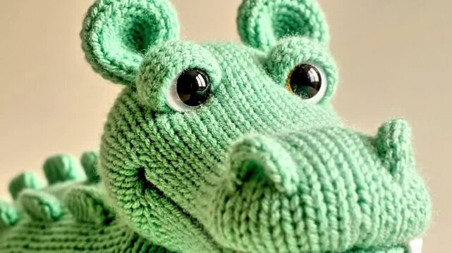 Crochet Crocodile Blinking with Subtle Facial Motion Video
