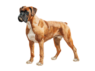 Majestic Boxer dog standing confidently on black background