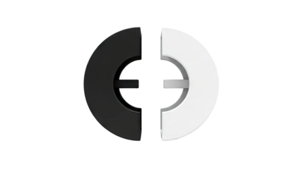 Black and White Euro Symbol Halves