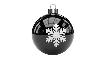 Obraz premium Black Christmas Bauble with White Snowflake Decoration
