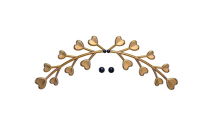 Gold Heart Garland with Black Beads