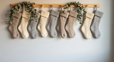 Minimalist Christmas Stockings Hanging on Wall