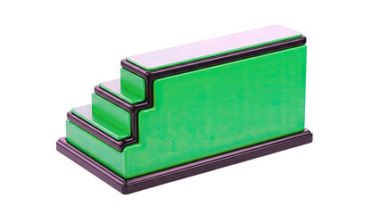 Green tiered display stand with black trim