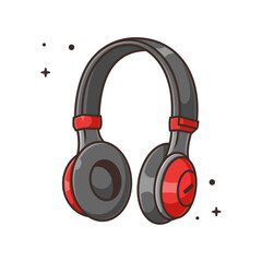 Headphone Cartoon Vector Illustration - Isolated on a White Background.