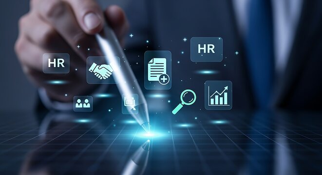 Human resources technology interface digital concepts of recruitment and employee management - Powered by Adobe