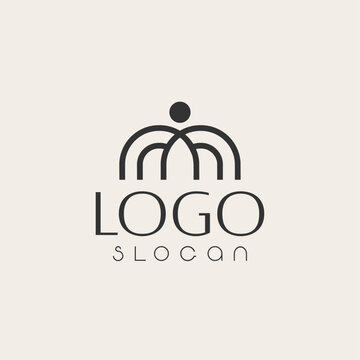 An elegant modern logo featuring an arc and a person. Abstract vector logo.