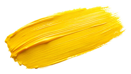 Yellow stroke of paint isolated on white background, PNG. AI Generated