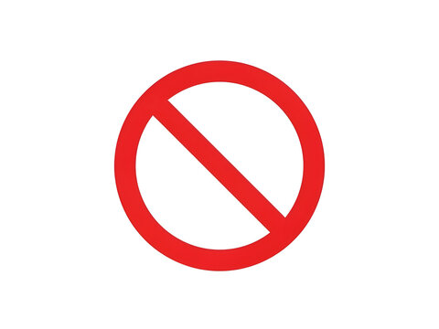 Vibrant red "No" symbol, a universal prohibition sign indicating restriction, error, or forbidden access, isolated on transparent background.