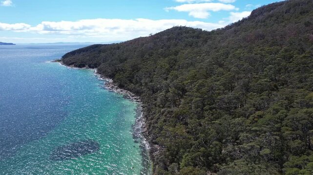 Fluted Cape Walk, Penguin Island In Tasmania, Australia - Drone Shot