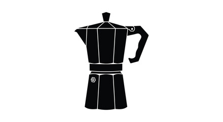 A strikingly modern depiction of a stovetop espresso maker in a bold black silhouette