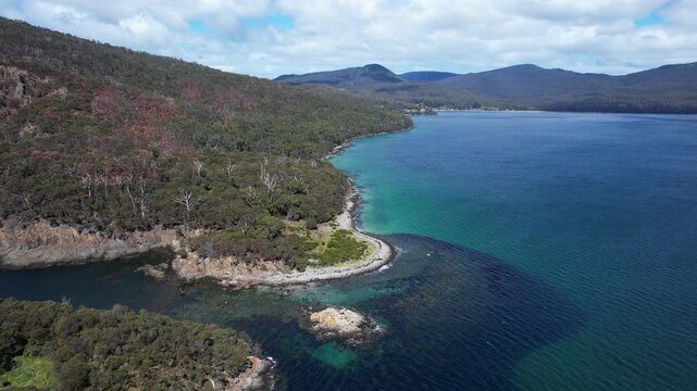 Fluted Cape Walk And Penguin Island In Tasmania, Australia - Drone Shot
