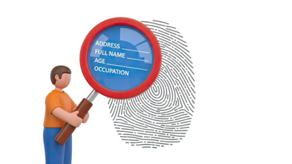 Magnifying Glass Inspecting Fingerprint and Personal Data Fields