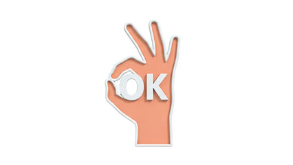 Fototapeta premium OK Hand Gesture with 3D Letters