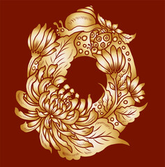 Floral alphabet letter A-Z hand drawn Illustration, Decorative botanical typography for coloring Pages and creative design.Set of flower alphabet.Line art and doodle for t-shirt.Elements with flower.